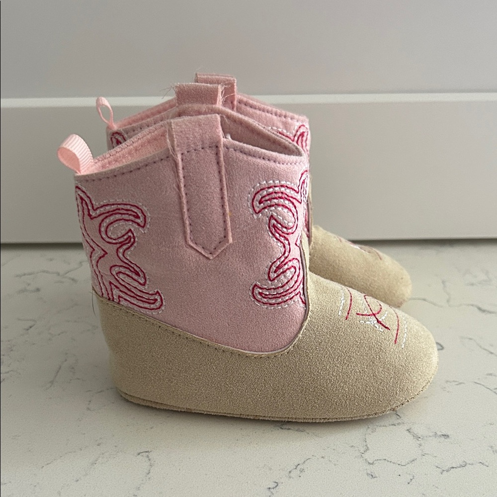 Stepping Stones baby girl's cowboy boot crib shoes